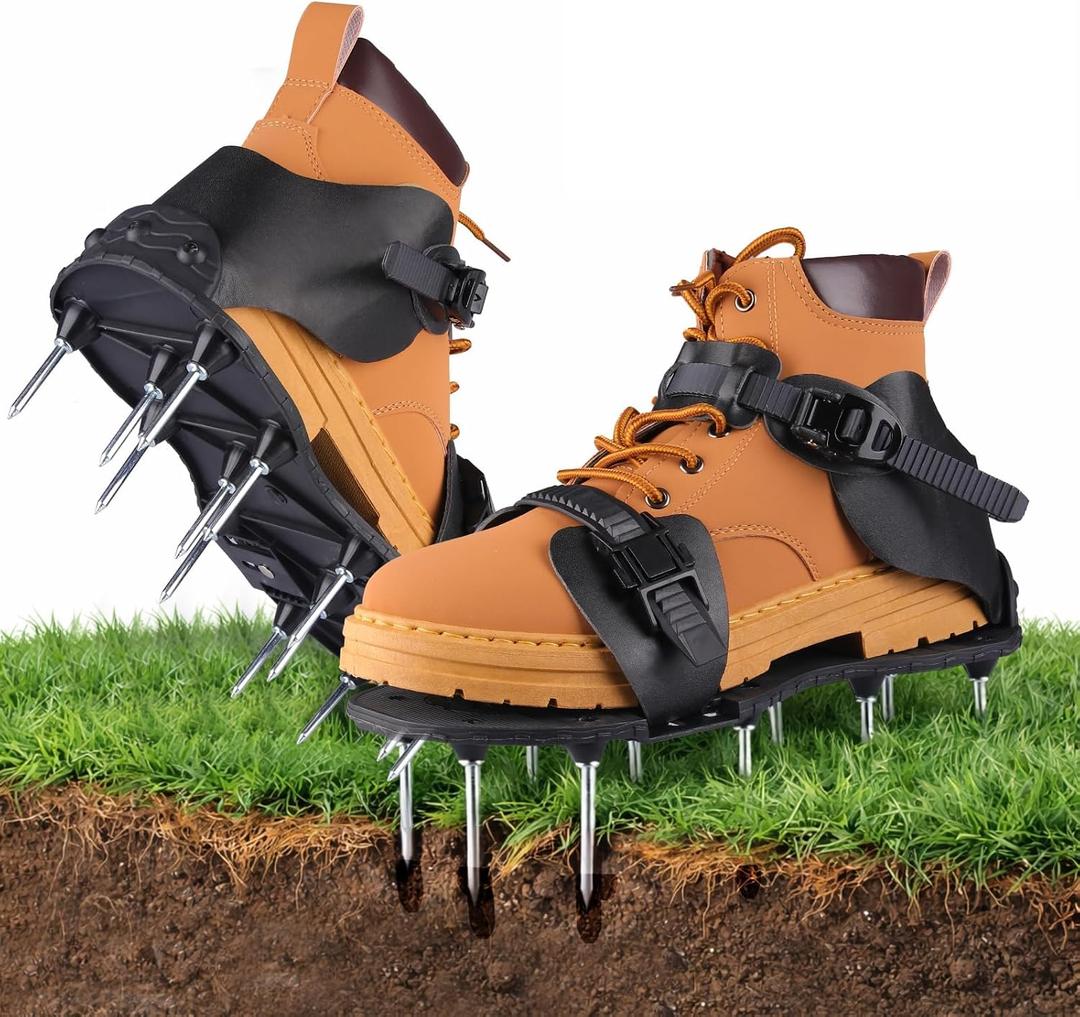Aeration Shoes for Lawn, Lawn Aerator Shoes for Grass, Stainless Steel Spikes with Adjustable Straps for Garden, Grass Aeration, Floor Paintin