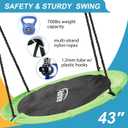 43 inch Saucer Tree Swing for Kids,Flying Round Swing Heavy Duty, Waterproof and All-Weather Resistant Textilene,Swivel,Adjustable Strong Ropes,Easy to Install,Outdoor Playground Backyard