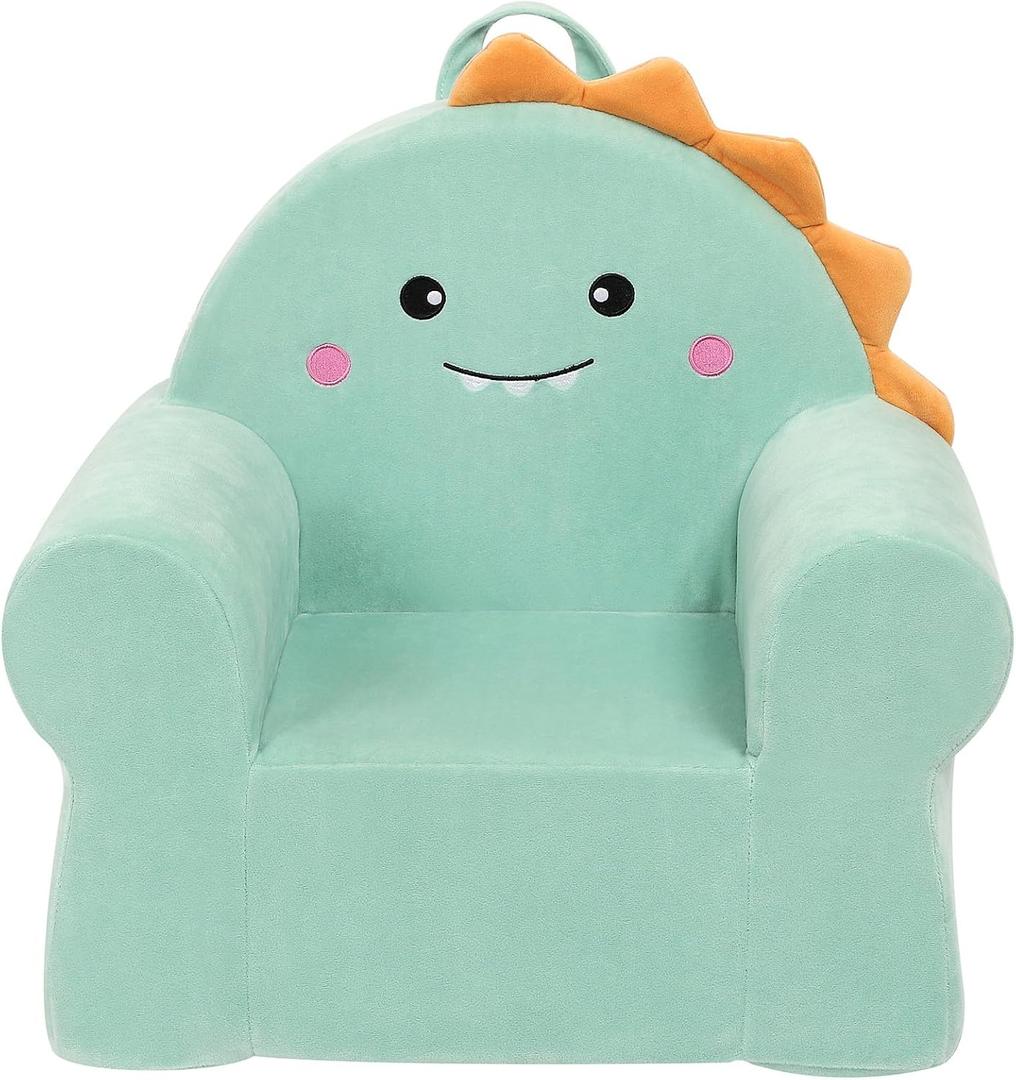 MOMCAYWEX Cuddly Toddler First Chair, Premium Character Chair, Green, 18 Month up to 3 Years 13"D x 18"W x 17.6"H