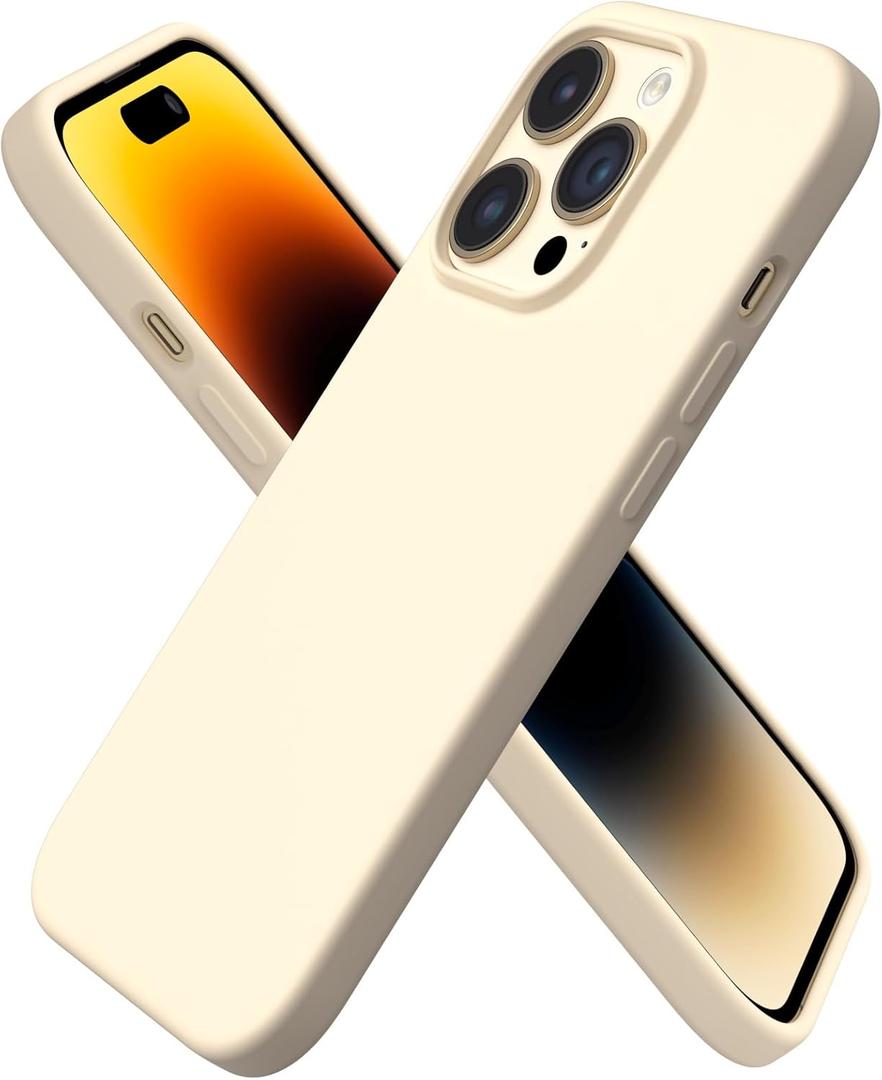ORNARTO Compatible with iPhone 14 Pro Case 6.1, Slim Liquid Silicone 3 Layers Full Covered Soft Gel Rubber Phone Case Protective Cover with Microfiber Lining 6.1 inch-Baby Yellow