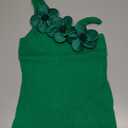 Women's Summer Tank Tops with 3D Floral Beaded Knit Ribbed U-Neck Tank Tops Sleeveless Casual Slim Fit Cami Shirts Size XL