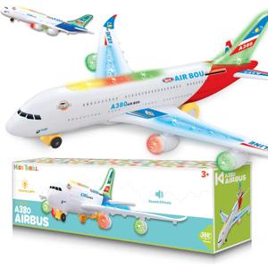Kidsthrill Airplane Toy with Bump & Go, Flashing Lights & Sounds - For Boys & Girls Age 3-12