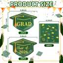 2 x Green Graduation Plates and Napkins 2026, 50 9.3" Mortarboard Shaped Class of 2026 Plates & 50 Grad Napkins - Green and Gold Graduation Decorations 2026