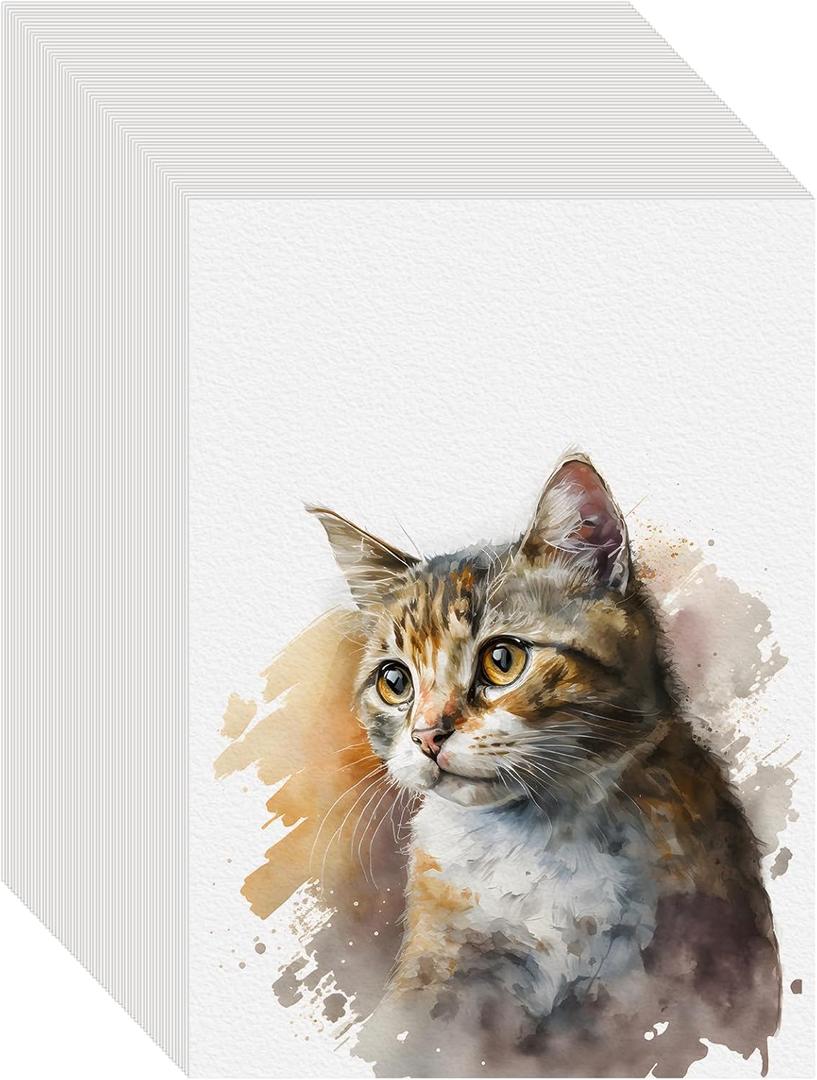 100PCS 5x7 Watercolor Paper Bulk, 140lb/300g Cold Press Thick Water Color Paper Pad for Child Adult, White Art Paper for Drawing Painting Markers Gouache, Textured Cotton Paper Sheets