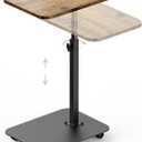 TV Tray Table Heavy Metal Base with Wheel Swivel/Adjustable Height Couch Table, Sofa Arm End Side Table for Living Room and Bedroom, Bed or Small Spaces