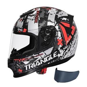 Kids Full Face Motorcycle Helmet, DOT Approved Youth Street Bike Sport Helmet with 2 Visors (Clear & Tinted), Adjustable Straps Protective Gear for Teens XL