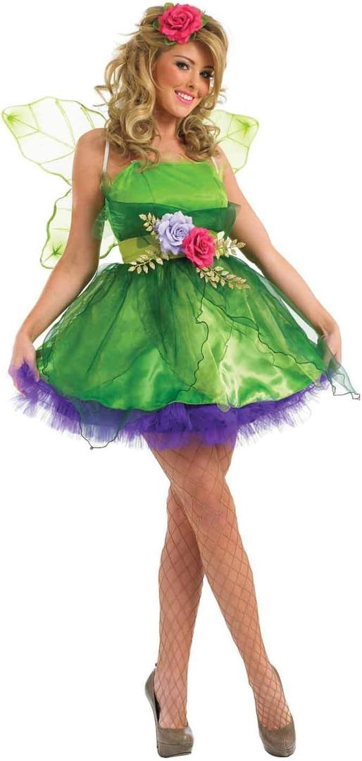 fun shack Fairy Costume For Women Green Dress Halloween Outfit Womens Dress Up Party Wear (Medium)