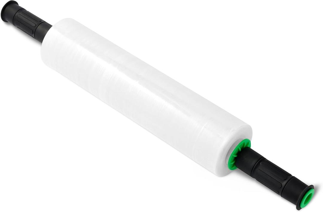 Amazon Basics Stretch Wrap Stretch Film Roll, Clear, 15" x 1000 ft, 1 Roll With 2 Handles