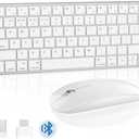 5 in 1 Aluminum Keyboard and Mouse for Mac Wireless Keyboards Bluetooth Rechargeable Mouse Compatible with iMac MacBook iPad and All MacOS iOS Windows Android Devices