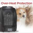 BLACK+DECKER Personal Ceramic Heater, Space Heater for Office Desk, Home Office & Personal Use Desk, 2 Heat & Fan Only Settings, Adjustable Thermostat, BHDC201, Black