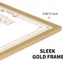 WIFTREY 16 Pack 8.5x11 Certificate Picture Frames, Multi 8.5 by 11 Photo Frame Bulk for Document Award, Wall Hanging or Tabletop Display, Gold