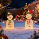 2D Lighted Snowman Christmas Decorations,32 Inch Lighted Up Christmas Outdoor Decoration with 80 Warm White LEDs, 2-Piece Set Xmas Festive Holiday Decor for Indoor Home Garden Patio Yard -Snowman