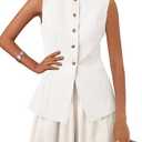 KIRUNDO Blazer Vest for Women Trendy 2025 Dressy Business Casual Summer Button Down Sleeveless Work Suit Waistcoat Tops, Size Large 