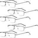 Eyekepper 5-Pack Straight Thin Stamped Metal Frame Half-Eye Style Reading Glasses Readers Gunmetal +2.5