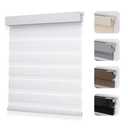 Joydeco No Drill Zebra Blinds for Windows, Cordless Day & Night Dual Sheer Roller Shades, Easy Installation, Free-Stop Lift System, Light Filtering Privacy Blinds for Home(White,70" W x 75" H)