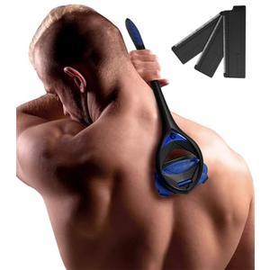 BakBlade 3.0 Stealth - Back Shaver for Men, Extra Long 23" Ergonomic Handle for a Close, Pain-Free Shave, The Ultimate Back Hair Trimmer for Men, +3 Extra Back Blade Refills