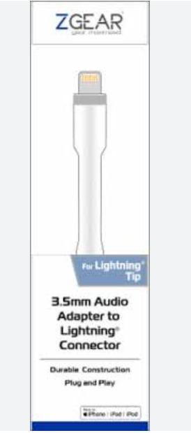 ZGEAR Audio Adapter 3.5mm Audio Lightning Connector