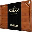 Hiware Wood Cutting Boards for Kitchen, Heavy Duty Bamboo Cutting Board with Juice Groove, Bamboo Chopping Board Set for Meat, Vegetables - 18" x 12" (Brown)