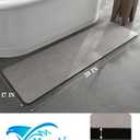 MontVoo -Bath Mat Rug-Rubber Backing Non Slip Quick Dry Absorbent Thin Bathroom Rugs Fit Under Door-Faux Suede Surface Bathroom Floor Mats-Shower Rug for in Front of Bathtub Shower Gray 17"x59"