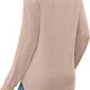 WIHOLL Womens Tunic Tops Loose Fit Long Sleeve Pleated Shirts Crewneck Tops (White, XL)