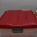 IRIS USA 33 Quart Christmas Wreath Storage Container Box with Lid, 3-Pack, Stackable Under Bed Storage Organizer Bin with Latching Buckles for 20" Wreaths Christmas Decorations Garlands, Clear/Red