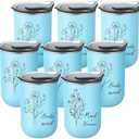 Maxdot 8 Pcs Bridesmaid Proposal Gifts Stainless Steel Cup 10oz Tumbler Bachelorette Party Supplies Bridesmaid Aesthetics Cups Bridal Gift for Engagement Wedding(Blue)