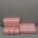 32 Pcs Desk Drawer Organizer Office Organization Tray Versatile Vanity with Nonslip Pads Makeup for Divider Storage Box Container Kitchen Bedroom (Rose Pink) ONG-Purpeak-146