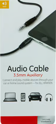 GE 12 ft. L Audio Cable 3.5 mm