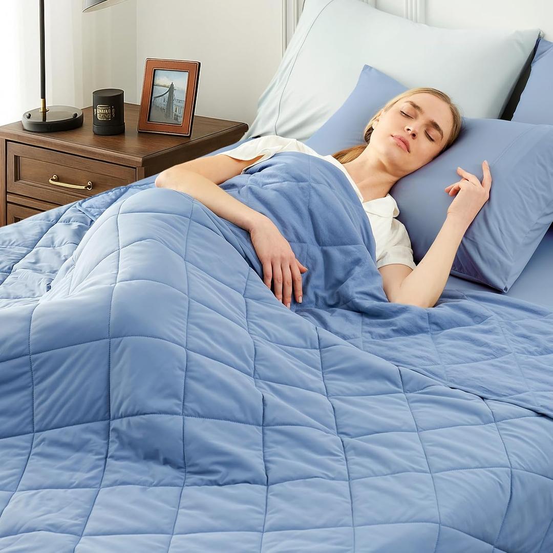 Cozy Bliss Cooling Blanket for Hot Sleepers Queen Size, Q-Max 0.45 Cooling Comfort, Cold Blankets for Night Sweats Sleeping, Ultra-Cool Lightweight Breathable Summer Blanket for Bed, Deep Blue