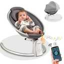 Hot Mom Upgrade Cotton Electric Baby Bouncer for Infant,Bluetooth Swing Enabled Automatic, Baby Rocker Inset Music Speaker, Dinning Chair with Intelligent Timing & LED Touch Screen (Grey)