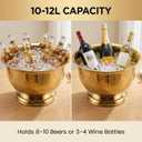 Gold Beverage Tub for Parties, 10L Stainless Steel Drink Cooler, Holds 810 Beer Bottles or 34 Wine Bottles with Ice, Metal Champagne Bucket for Bar Cart, Poolside, Outdoor Entertaining