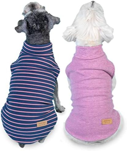 KYEESE 2Pack Dog Sweater Soft Dogs Clothes Warm Pets Clothes Turtleneck Pets Coats Dog Sweaters for Medium Dogs Girl Pullover Medium Pet Sweaters Stretchy Pet Sweatshirt