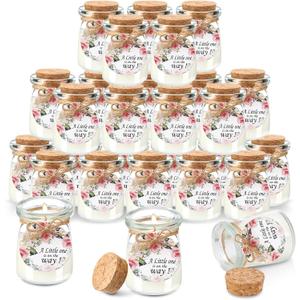 20 Pcs Flower Baby Shower Favors Party Candle Lavender Scented Glass Mason Jar Wax Candle Bulk for Guests Girl Boy Gender Reveal Party Gifts(Colorful) (Pastel)