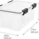 IRIS USA WeatherPro 19 Qt Storage Bins with Lids, 6 Pack, BPA-Free Plastic Gasket Box with Tight Latch and Seal, Stackable Nestable Tote Tub - Clear/Black