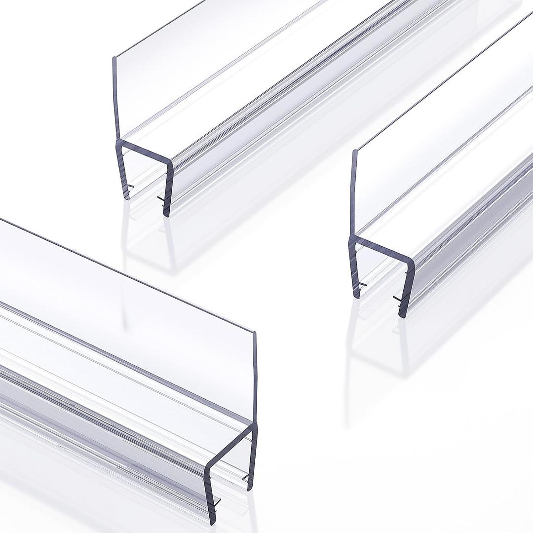 Shower Door Side Seal, 3Pack Shower Door Side Sweep Strip, Frameless Glass Doors Seal Strip for 3/8'' (10mm) Thick Doors, Showers Water Guard & Barrier 39.3'' x 0.39''