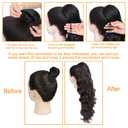 KETHBE Ponytail Extension,24 inch Drawstring Ponytail Hair Extensions, Long Body Wave Synthetic Pony Tails Hair Pieces for Daily Use (Dark Brown)