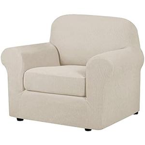 H.VERSAILTEX 2-Pieces Armchair Cover Chair Slipcovers with Arms Furniture Protector Cover Fit Armchair Width Up to 47 Inch, Jacquard Spandex Couch Covers Armchair Slipcover - Island Fossi, Chair