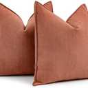MIULEE Pack of 2 Burnt Orange Decorative Pillow Covers 20x20 Inch Soft Chenille Luxurious Couch Throw Pillows Farmhouse Cushion Covers with Elegant Design for Sofa Bedroom Living Room Home Decor