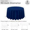 8 Pack Round Tablecloth 90 Inch Navy Blue Tablecloth for Round Tables, Washable Polyester Table Cloth Stain and Wrinkle Resistant Decorative Table Cover for Wedding Party Dining Banquet