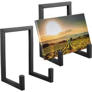 Sweetude 2 Pcs Large Plate Stands for Display Metal Frame Plate Holder Display Stand Decorative Table Top Easels for Picture, Book, Platter, Photo Easel(Black,10 Inch)