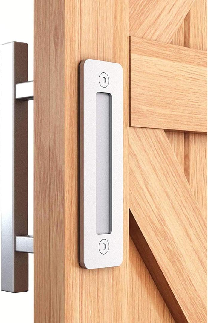 EaseLife 12" Stainless Steel Sliding Barn Door Handles and Pulls,Double Sided Hardware Set,Heavy Duty,Brushed Finish,Anti-Rust Anti-Corrosion,Easy Install (Silver)