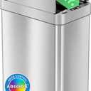 iTouchless 50 Liter / 13 Gallon Wings-Open Lid Sensor Kitchen Trash Can with Odor Filter  Dog-Proof Slim Automatic Stainless Steel Garbage Recycling Bin for Home, Office, Bedroom, Business or Garage (Mist Silver, Brushed)