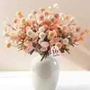 Alupssuc 16 PCS Faux Flowers for Vase Artificial Silk Mums with Eucalyptus, Fake Chrysanthemum Floral with Adjustable Long Stem for Dining Table Centerpiece Home Decoration Indoor, 4 Colors