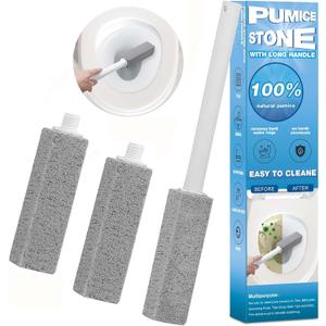 3 Packs Pumice Cleaning Stone with Extra Long Handle, Pumice Stone for Toilet Bowl Cleaning for Cleaning Toilets, Bathtubs, Grills, Swimming Pools, Sinks