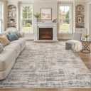 UERMEI 10x12 Washable Area Rug for Living Room: Modern Neutral Abstract Large Soft Low Pile Carpet Non-Slip Pet Kids Friendly Indoor Decor for Bedroom Dining Room Home Office Nursery Brown