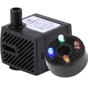 Submersible Water Pump with Lights, 150 L/H Fish Tank Ultra Quiet Mini Small Pump 4 Colorful LED Light Lift 1.5ft Aquarium Home Fountain Pond Outdoor Feature Statuary Gardens Hydroponics Waterfall