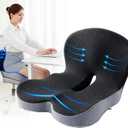 SSPATIOS Seat Cushion, Office Chair Seat Cushions for Office Chair with LShaped Ergonomic Design, Memory Foam Chair Cushion for Long Sitting Office Worker(Black Gray)