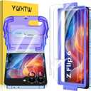 YWXTW EZ Alignment for Samsung Galaxy Z Flip 6/Z Flip 7 FE Screen Protector, [Strengthen Crease Test] 3Pcs Inner Soft EPU Film+2Pcs Front Display Tempered Glass+1 Set Camera lens Protector, Anti Scratch