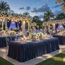 Navy Blue Satin Glitter Tablecloth for Rectangle Tables 6ft,Wrinkle Resistant Ruffles Shimmer Party Table Skirt,Washable 6FT Rectangle Table Cloth Skirt For Birthday,Baby Show,Party,Wedding,Banquet (71" x 23" (Rectangular))