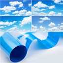 Amylove 4 Pcs Fluorescent Light Covers Classroom Ceiling Panels Light Filters with Backlit Film Material for Office School, 4 x 2 Feet (White, Blue,Cloud)